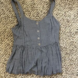 Women's Black and White Gingham Top